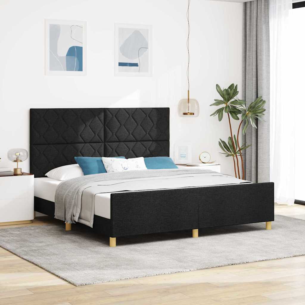 Σκελετός Κρεβατιού με κεφαλάρι Μαύρο 180 x 200 cm ύφασμα