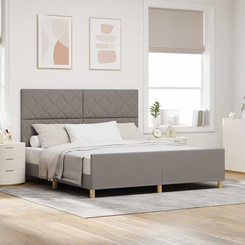 Σκελετός Κρεβατιού με κεφαλάρι Taupe 180 x 200 cm ύφασμα - Pakobazaar