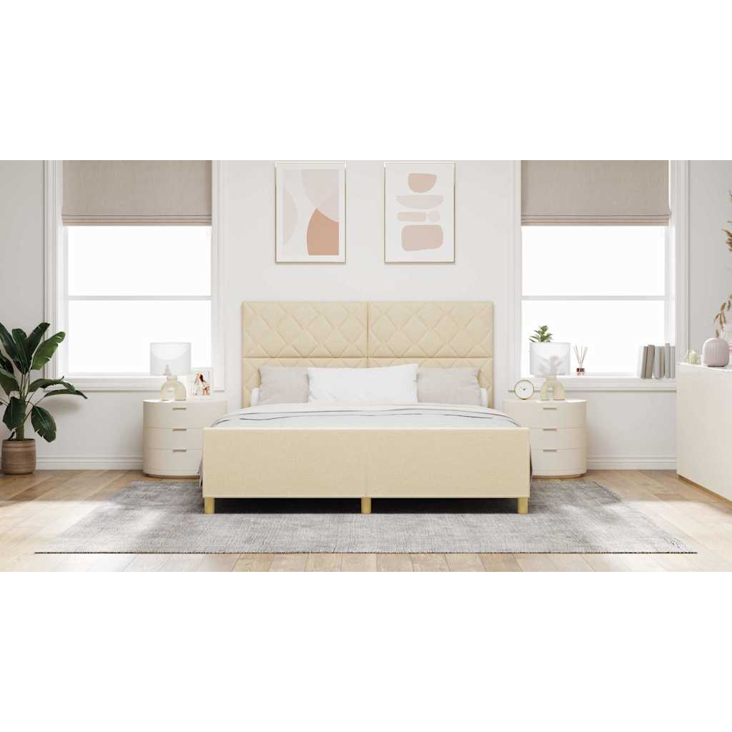 Σκελετός Κρεβατιού με κεφαλάρι Κρεμ 180 x 200 cm ύφασμα - Pakobazaar