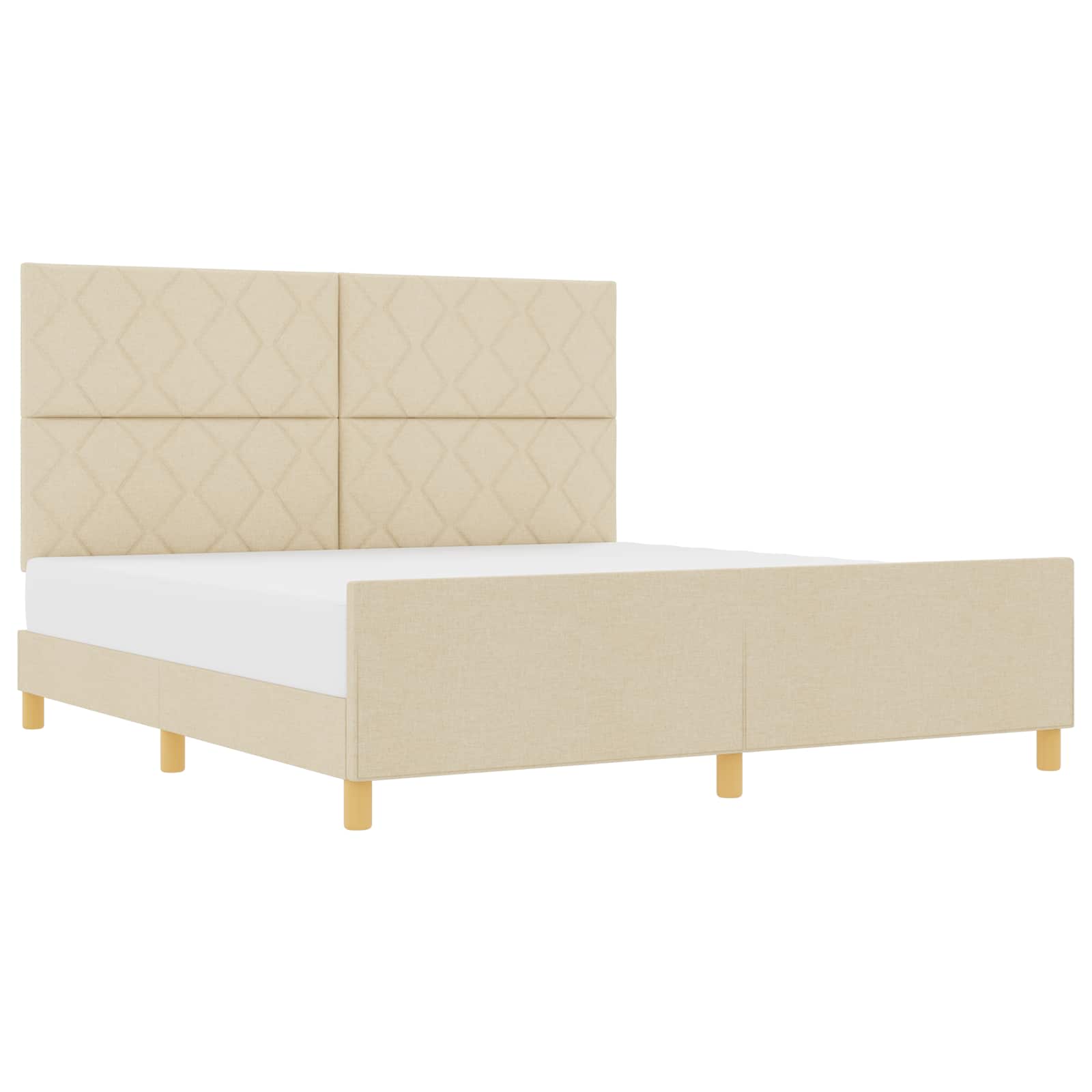 Σκελετός Κρεβατιού με κεφαλάρι Κρεμ 180 x 200 cm ύφασμα - Pakobazaar