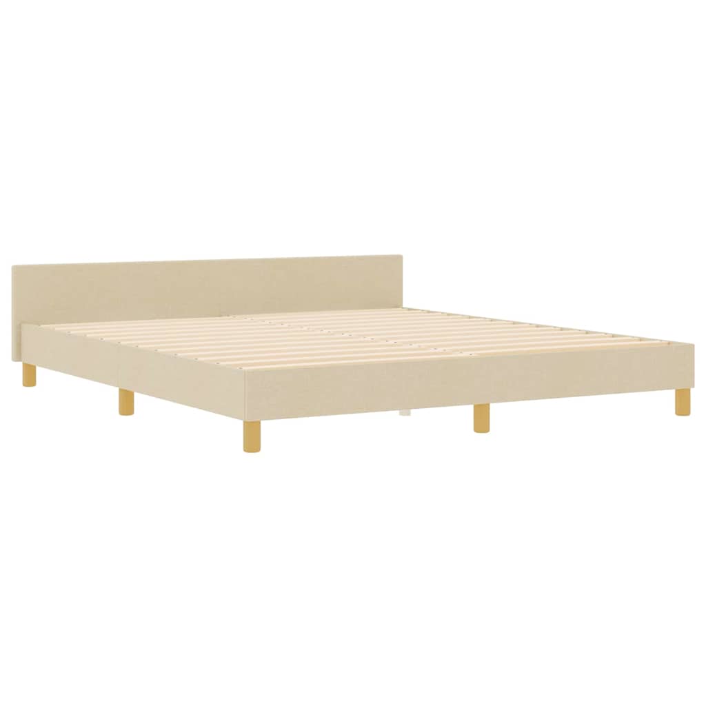 Σκελετός Κρεβατιού με κεφαλάρι Κρεμ 180 x 200 cm ύφασμα - Pakobazaar