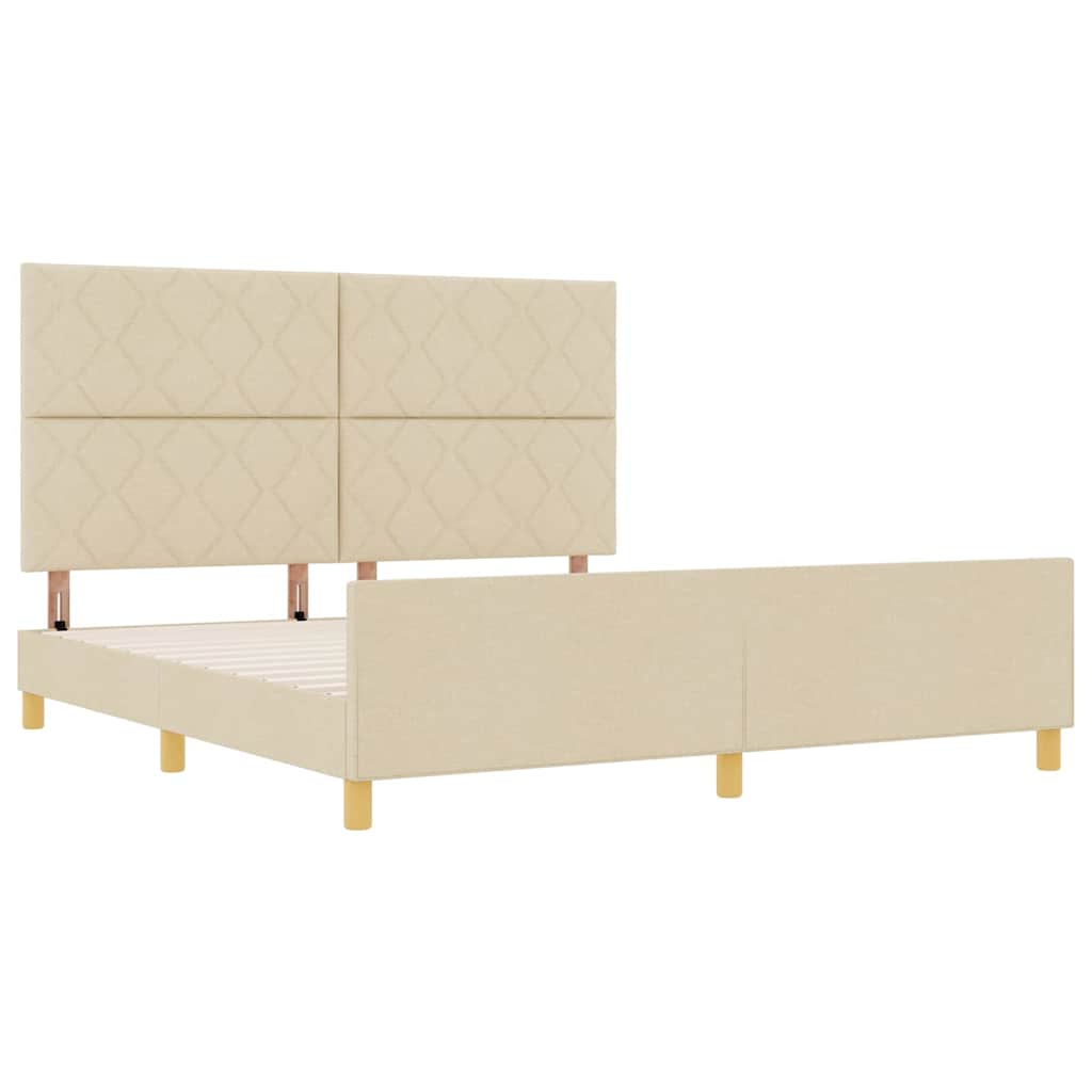 Σκελετός Κρεβατιού με κεφαλάρι Κρεμ 180 x 200 cm ύφασμα - Pakobazaar