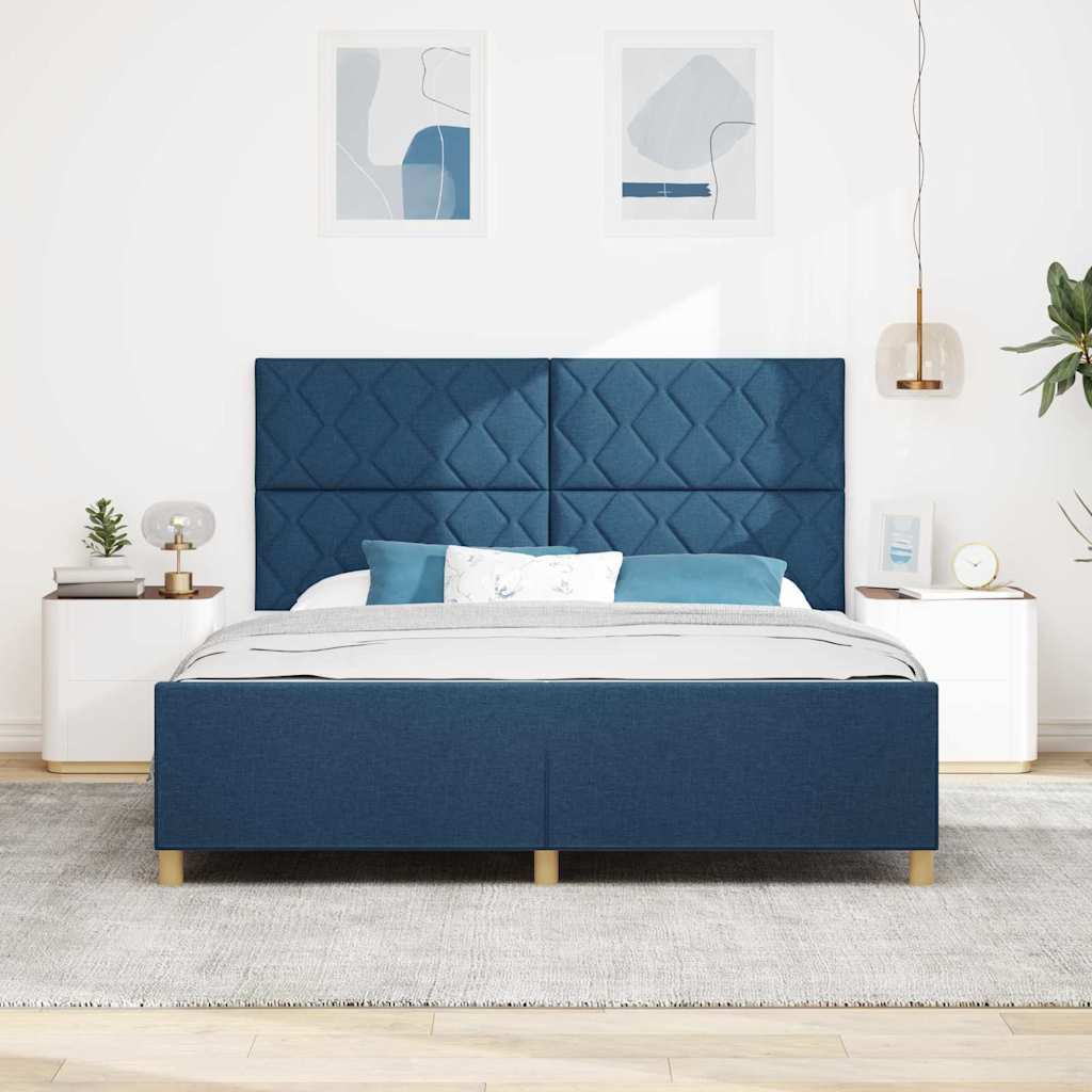 Σκελετός Κρεβατιού με κεφαλάρι Μπλε 180 x 200 cm ύφασμα - Pakobazaar