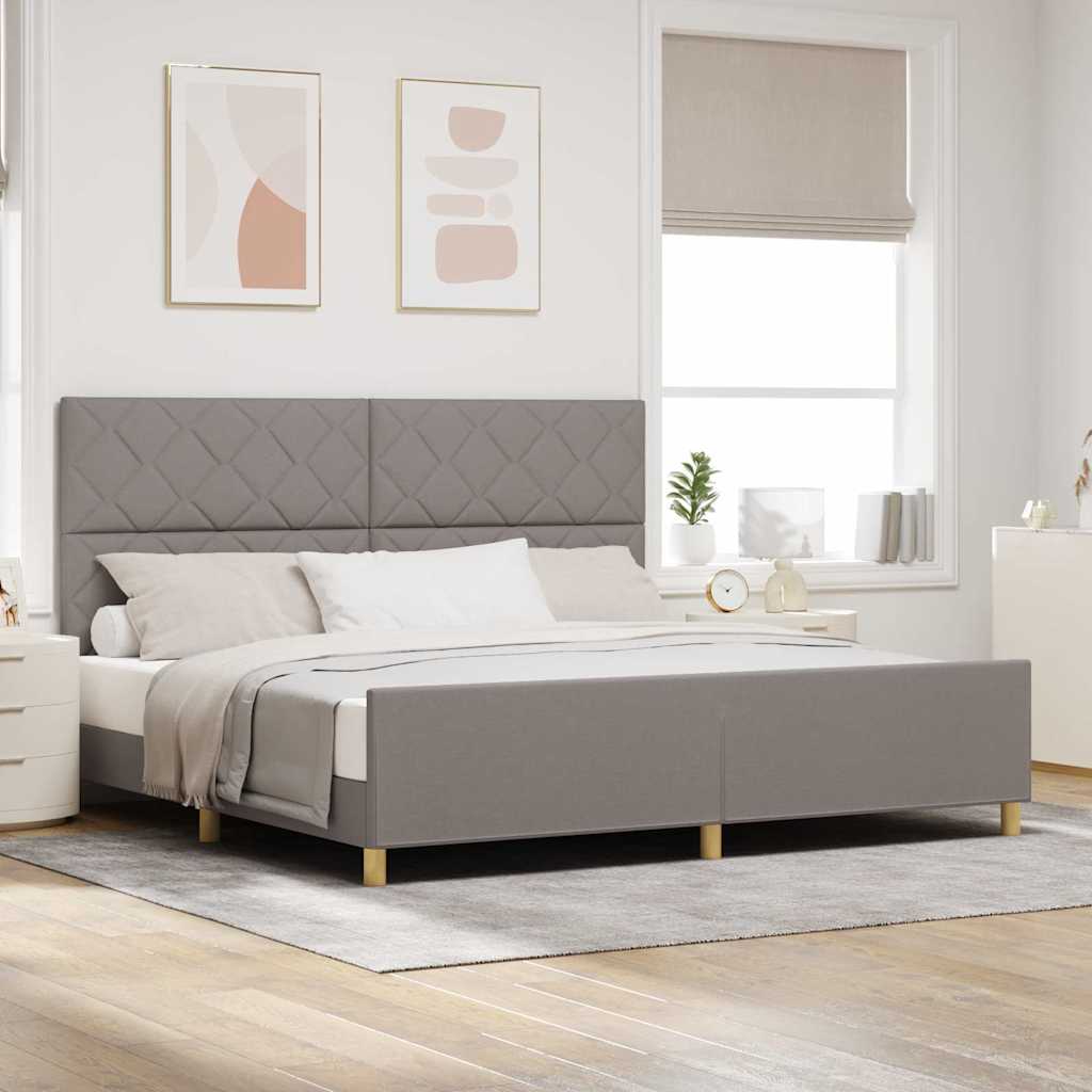 Σκελετός Κρεβατιού με κεφαλάρι Taupe 200 x 200 cm ύφασμα - Pakobazaar