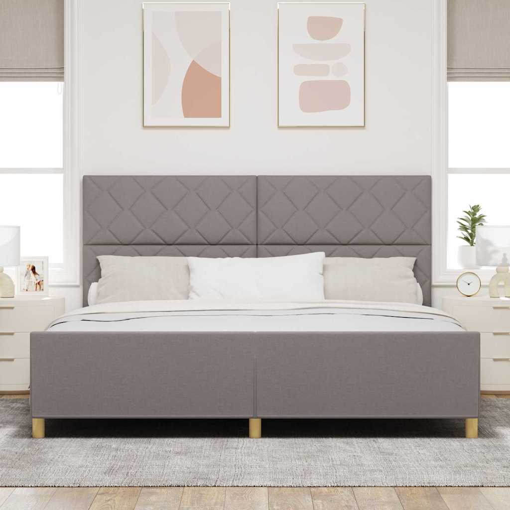 Σκελετός Κρεβατιού με κεφαλάρι Taupe 200 x 200 cm ύφασμα - Pakobazaar