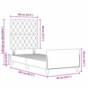 Κρεβάτι με ελατήρια Ανοιχτό γκρι 80 x 200 cm Βελούδο - Pakobazaar