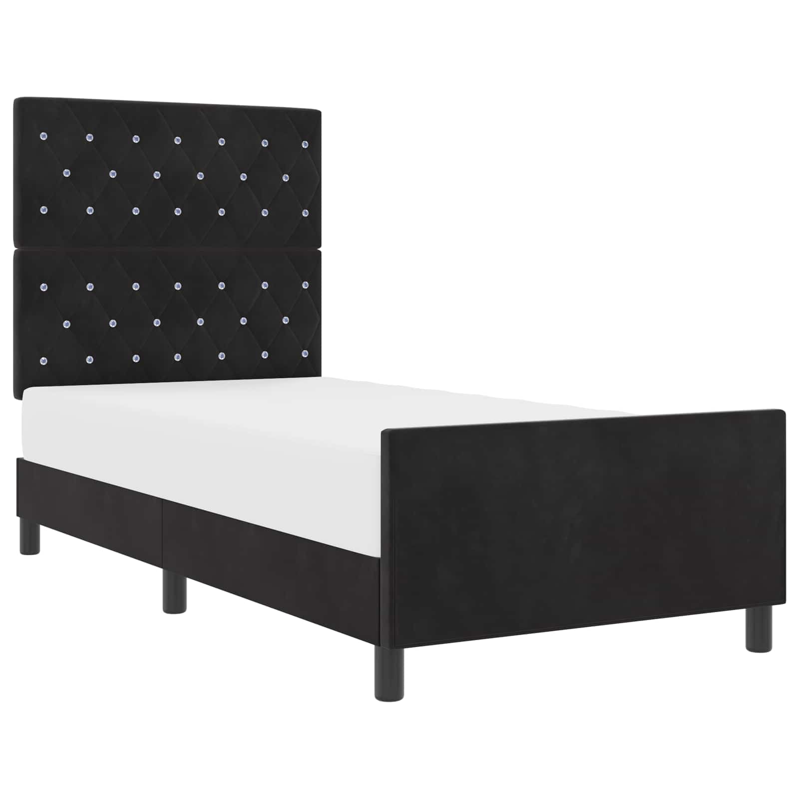 Κρεβάτι με ελατήρια με κεφαλάρι Μαύρο 90 x 190 cm Βελούδο - Pakobazaar