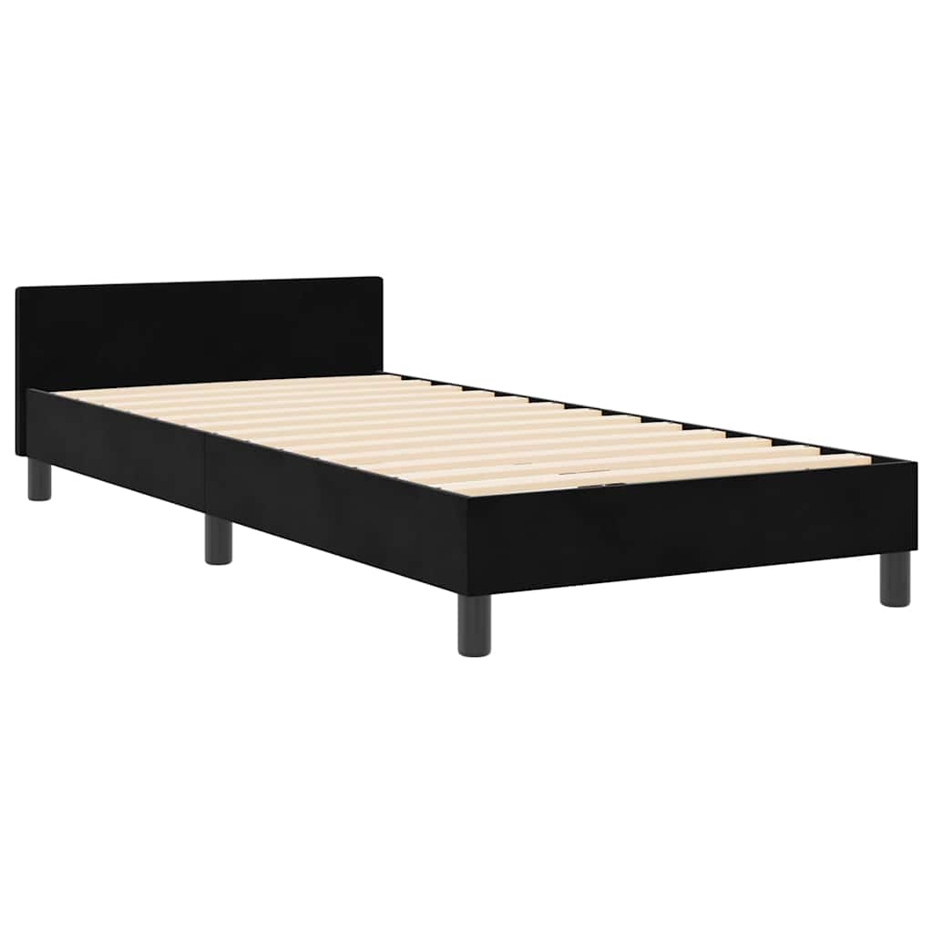 Κρεβάτι με ελατήρια με κεφαλάρι Μαύρο 90 x 190 cm Βελούδο - Pakobazaar