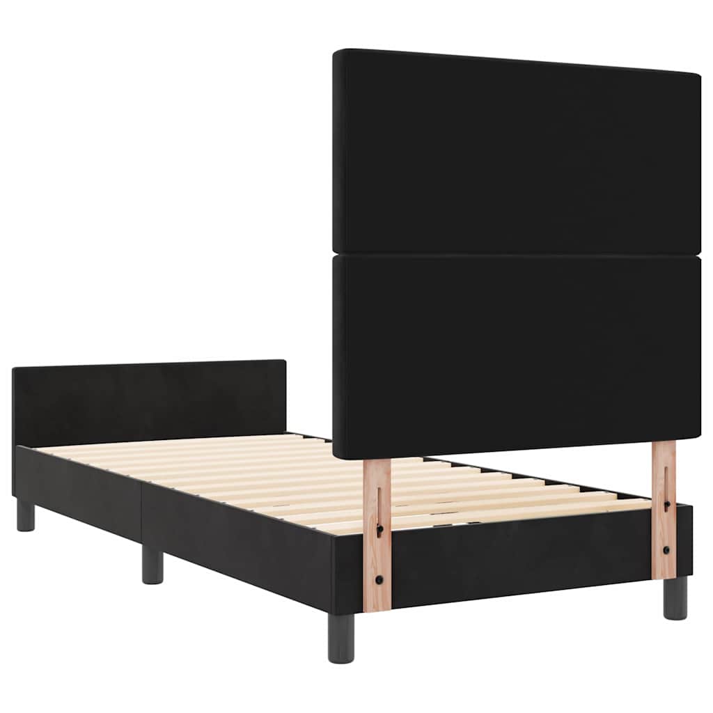 Κρεβάτι με ελατήρια με κεφαλάρι Μαύρο 90 x 190 cm Βελούδο - Pakobazaar