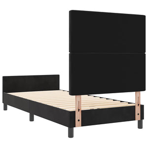 Κρεβάτι με ελατήρια με κεφαλάρι Μαύρο 90 x 190 cm Βελούδο - Pakobazaar