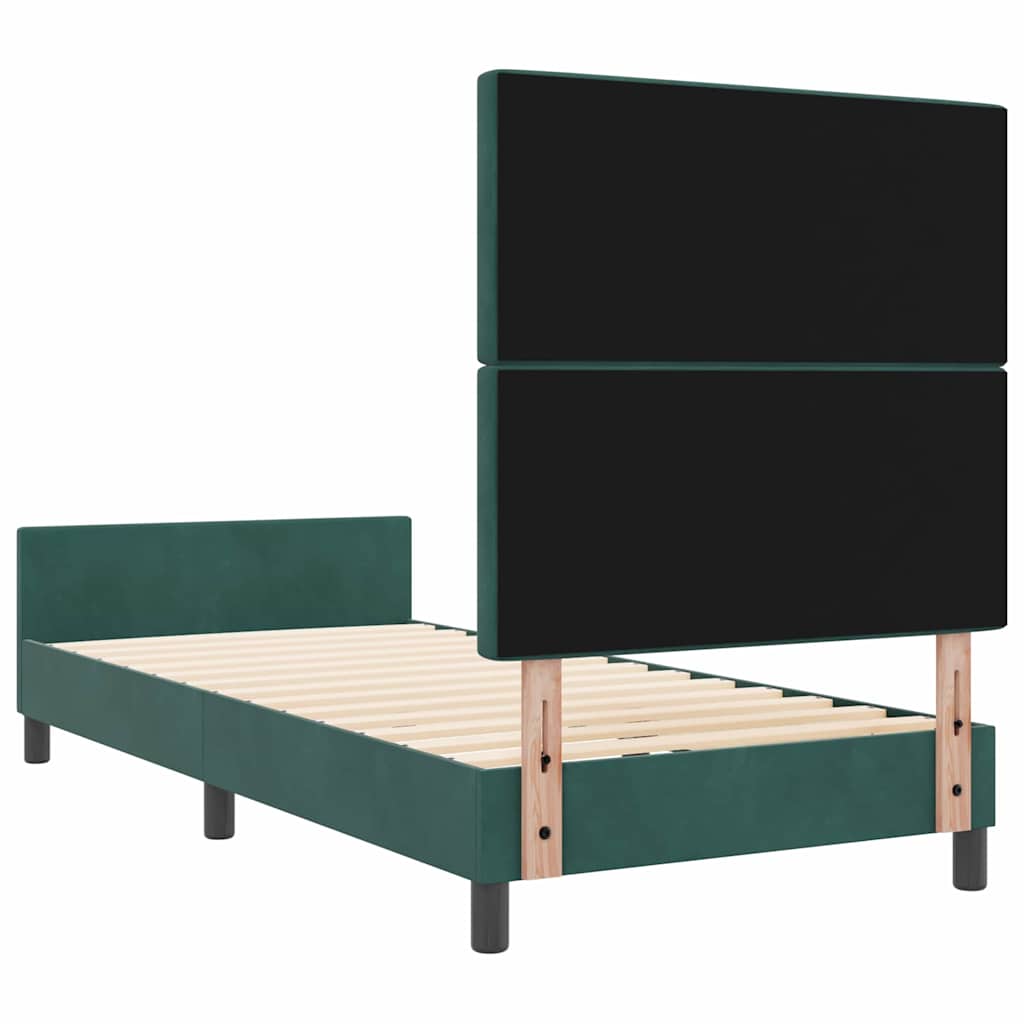 Κρεβάτι με ελατήρια Σκούρο Πράσινο 90 x 190 cm Βελούδο - Pakobazaar