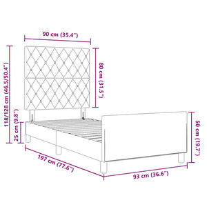 Κρεβάτι με ελατήρια Σκούρο Πράσινο 90 x 190 cm Βελούδο - Pakobazaar