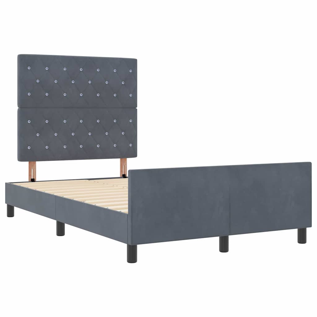 Κρεβάτι με ελατήρια Σκούρο γκρι 120 x 200 cm Βελούδο - Pakobazaar