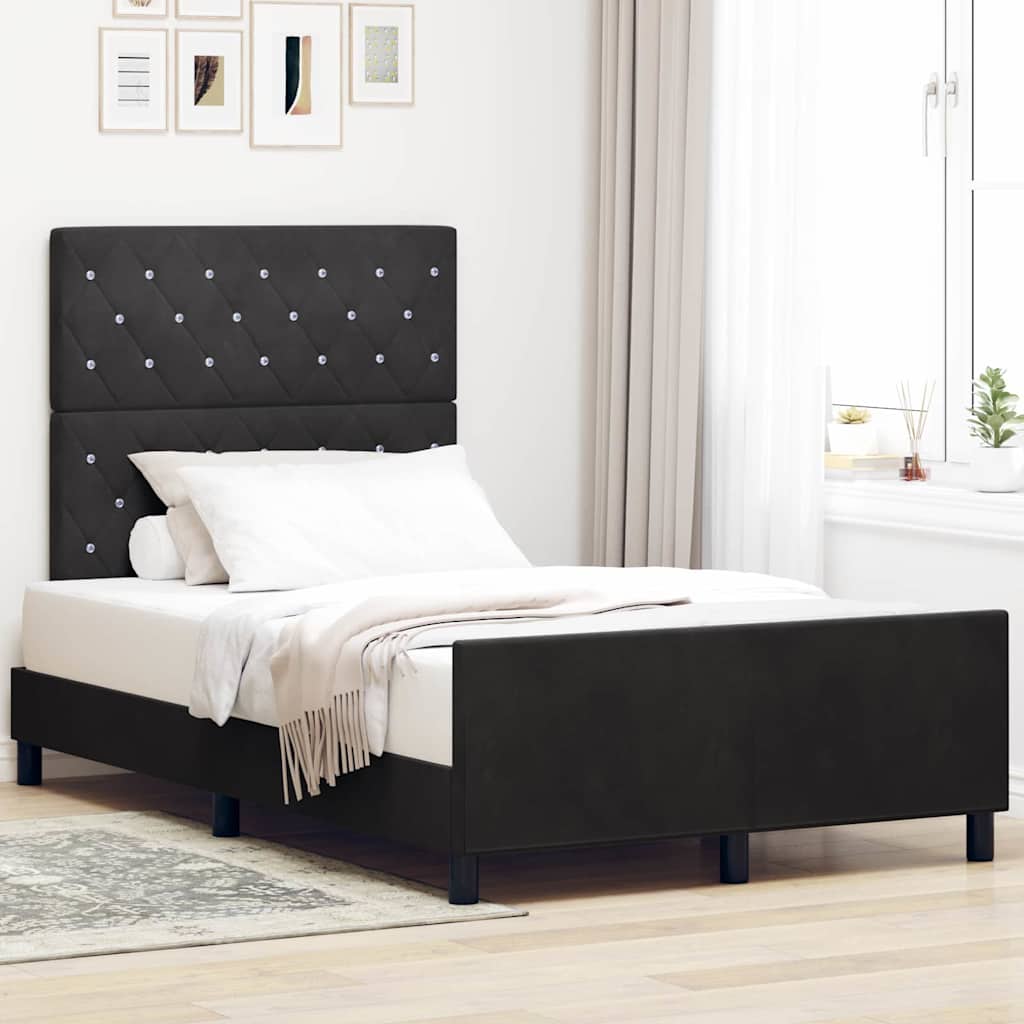 Κρεβάτι με ελατήρια με κεφαλάρι Μαύρο 120 x 200 cm Βελούδο - Pakobazaar