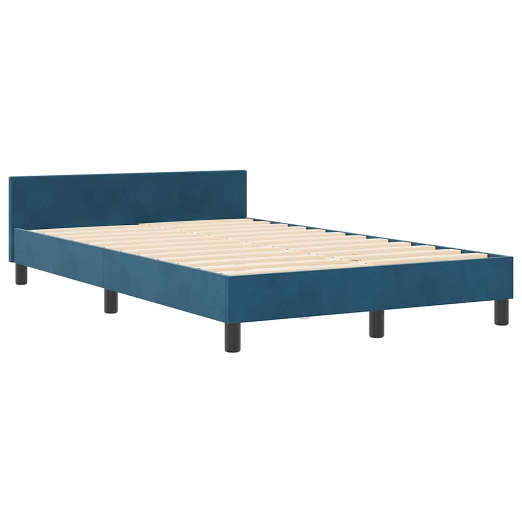 Κρεβάτι με ελατήρια Σκούρο Μπλε 120 x 200 cm Βελούδο - Pakobazaar