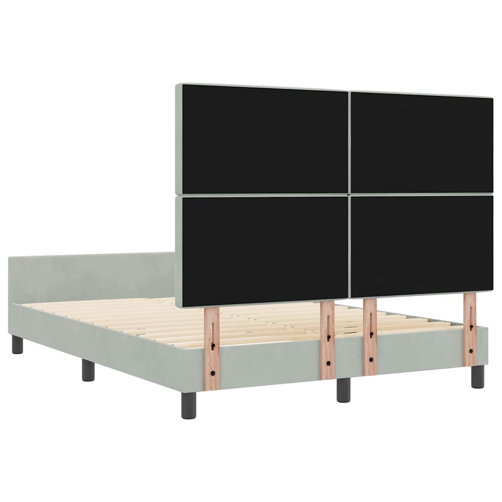 Κρεβάτι με ελατήρια Ανοιχτό γκρι 140 x 190 cm Βελούδο