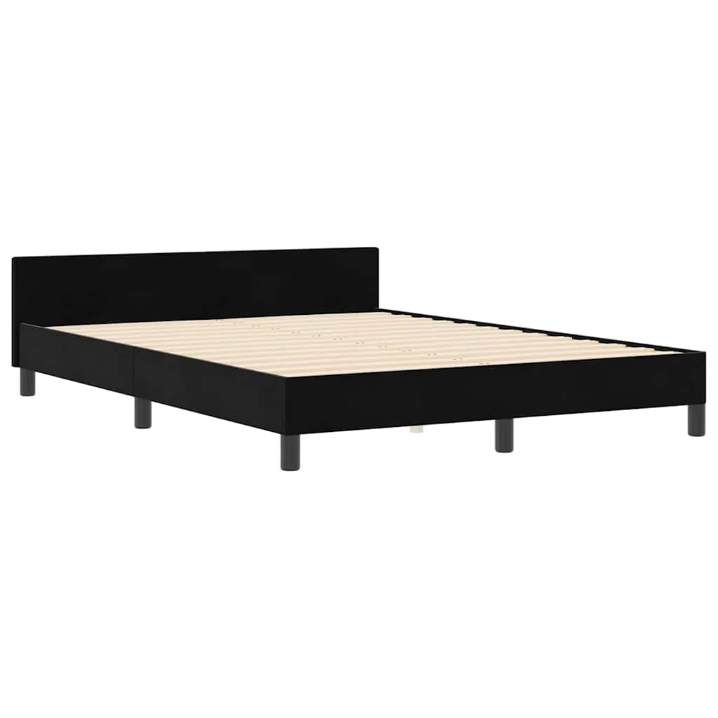 Κρεβάτι με ελατήρια με κεφαλάρι Μαύρο 140 x 190 cm Βελούδο - Pakobazaar
