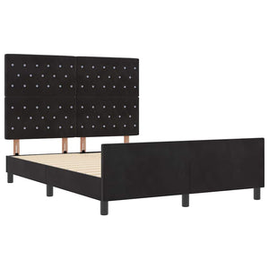 Κρεβάτι με ελατήρια με κεφαλάρι Μαύρο 140 x 190 cm Βελούδο - Pakobazaar