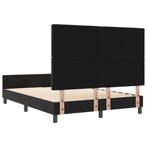 Κρεβάτι με ελατήρια με κεφαλάρι Μαύρο 140 x 190 cm Βελούδο - Pakobazaar