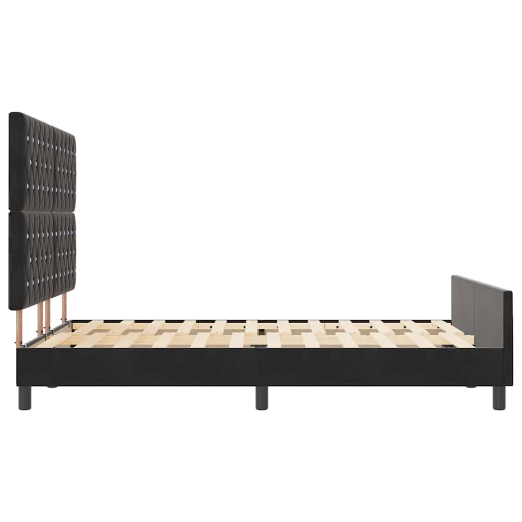 Κρεβάτι με ελατήρια με κεφαλάρι Μαύρο 140 x 190 cm Βελούδο - Pakobazaar