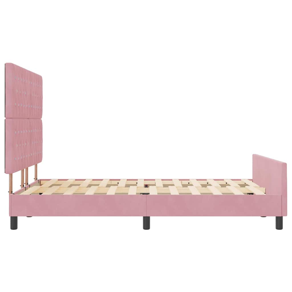 Κρεβάτι με ελατήρια με κεφαλάρι Ροζ 140 x 190 cm Βελούδο - Pakobazaar