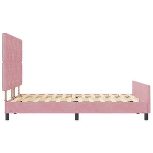 Κρεβάτι με ελατήρια με κεφαλάρι Ροζ 140 x 190 cm Βελούδο - Pakobazaar