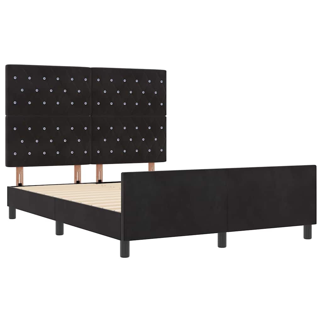 Κρεβάτι με ελατήρια με κεφαλάρι Μαύρο 140 x 200 cm Βελούδο - Pakobazaar