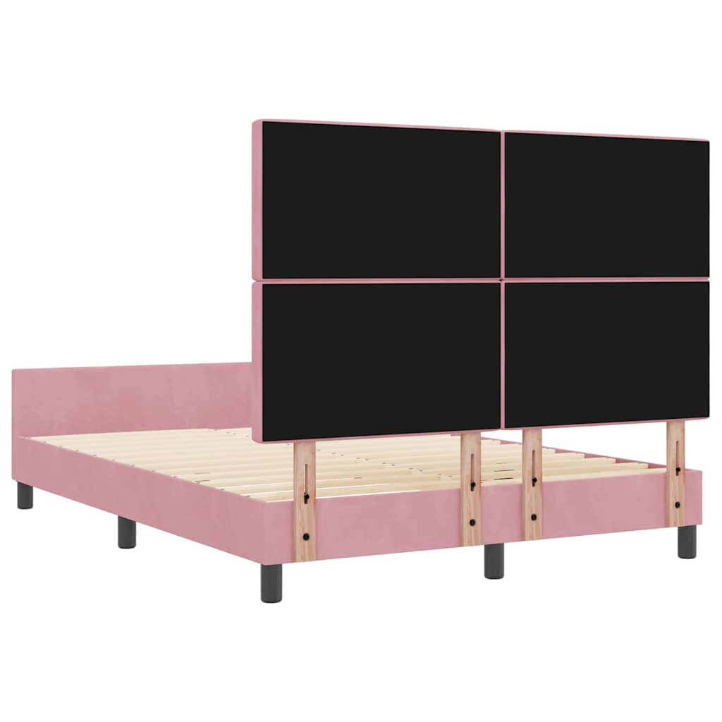 Κρεβάτι με ελατήρια με κεφαλάρι Ροζ 140 x 200 cm Βελούδο