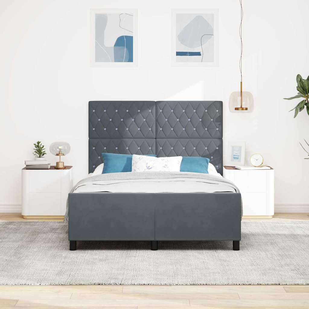 Κρεβάτι με ελατήρια Σκούρο γκρι 160 x 200 cm Βελούδο
