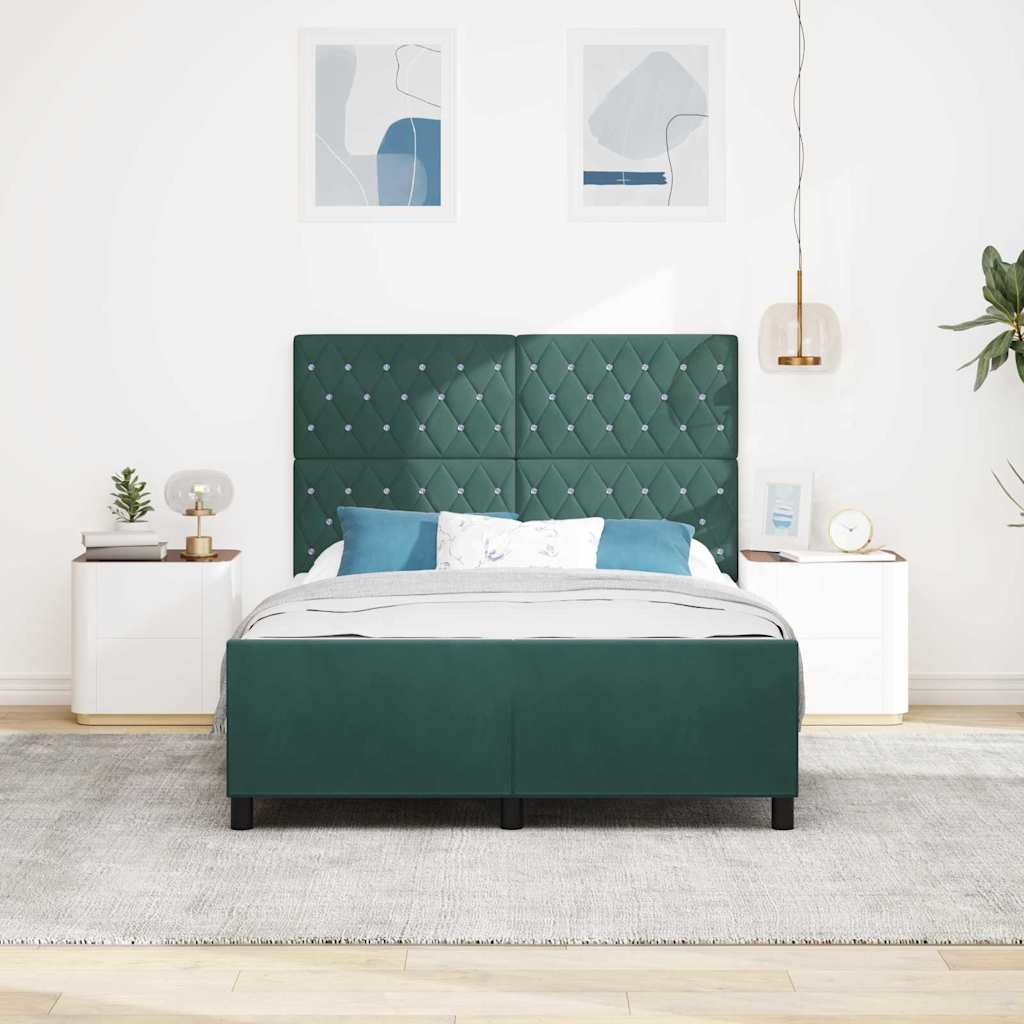 Κρεβάτι με ελατήρια Σκούρο Πράσινο 160 x 200 cm Βελούδο - Pakobazaar