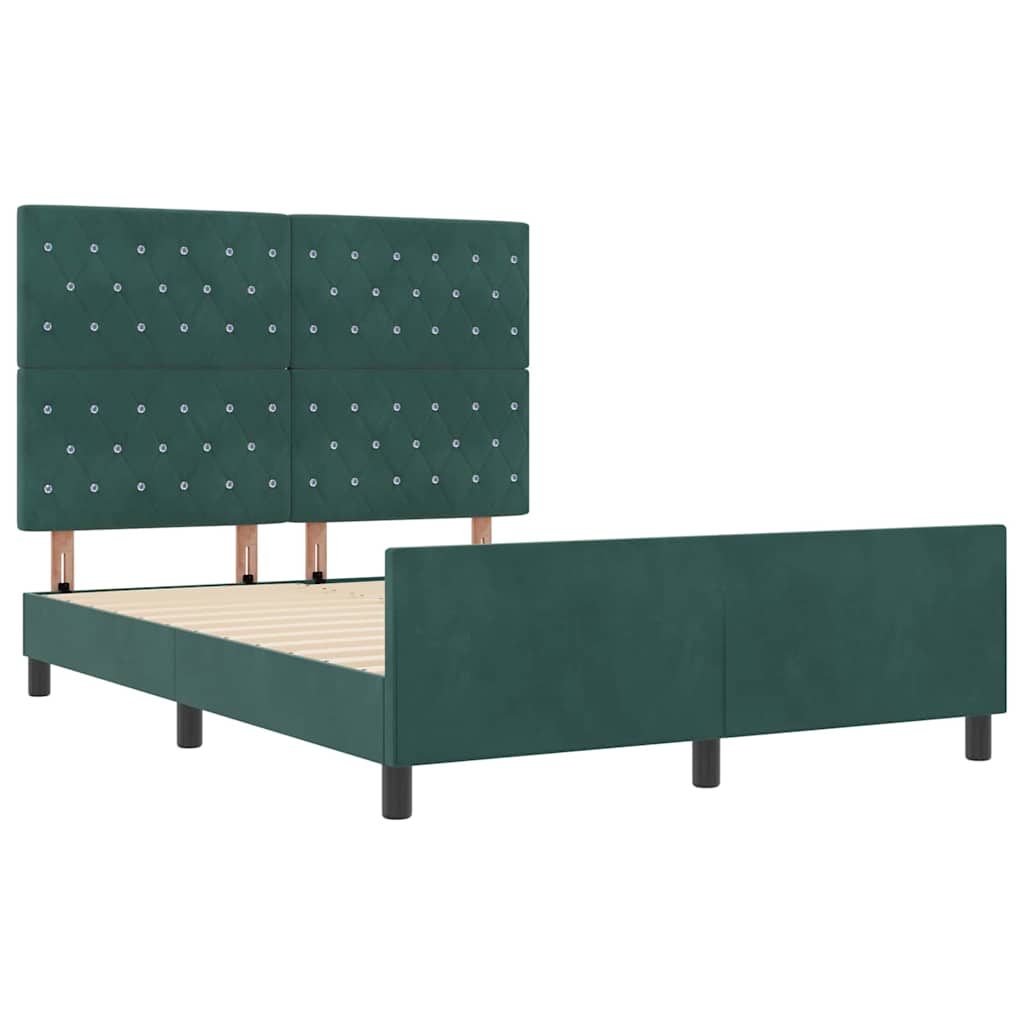 Κρεβάτι με ελατήρια Σκούρο Πράσινο 160 x 200 cm Βελούδο - Pakobazaar