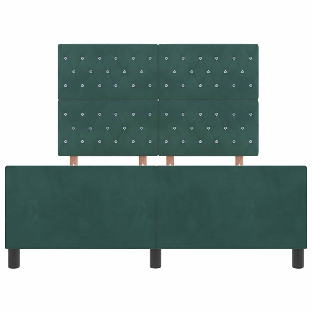 Κρεβάτι με ελατήρια Σκούρο Πράσινο 160 x 200 cm Βελούδο - Pakobazaar