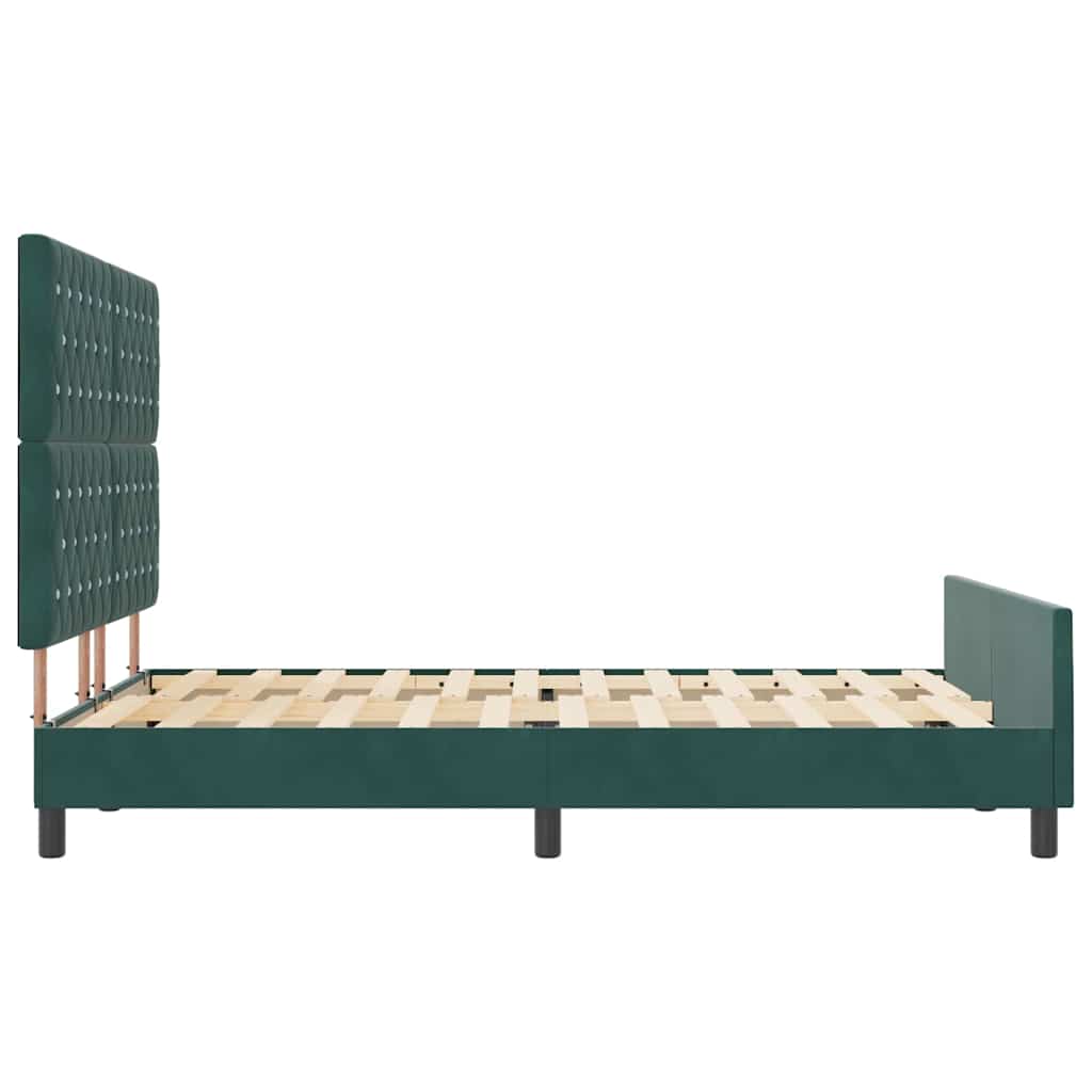 Κρεβάτι με ελατήρια Σκούρο Πράσινο 160 x 200 cm Βελούδο - Pakobazaar
