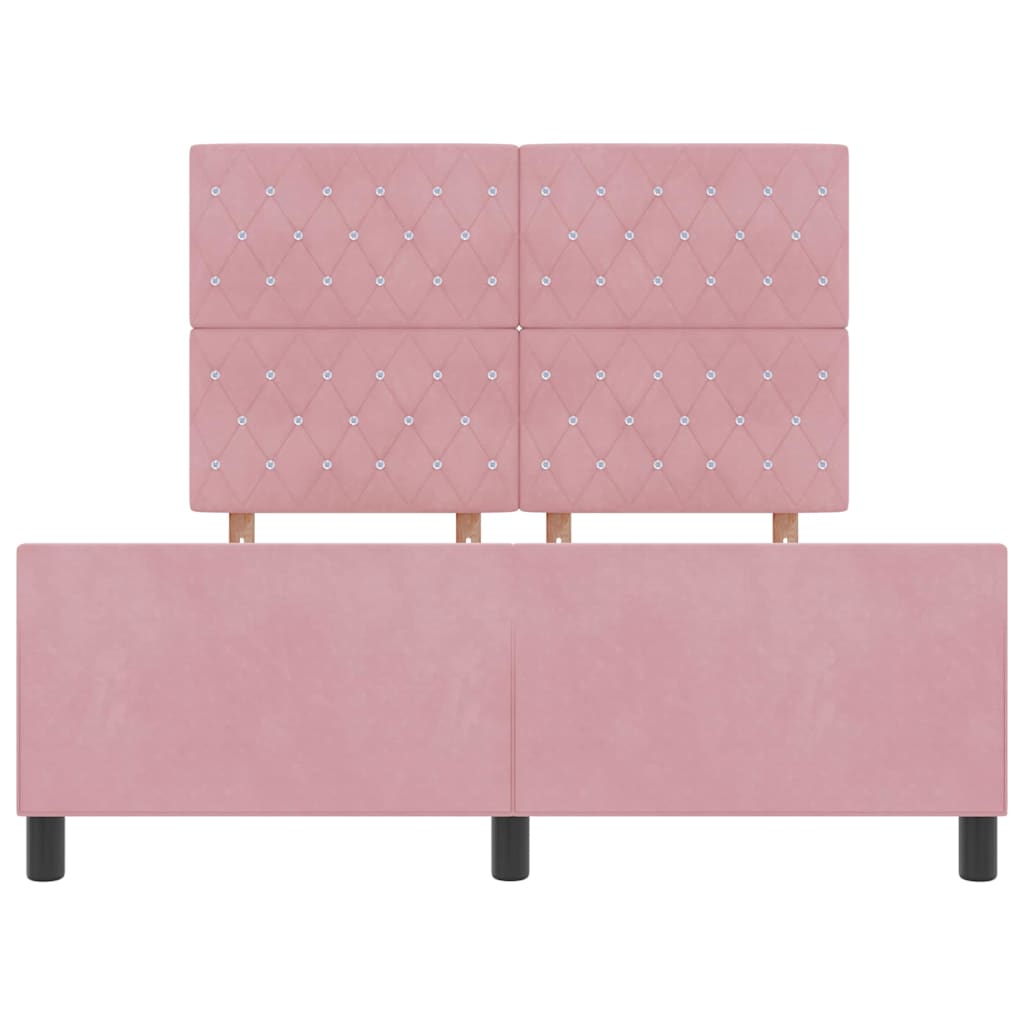 Κρεβάτι με ελατήρια με κεφαλάρι Ροζ 160 x 200 cm Βελούδο - Pakobazaar