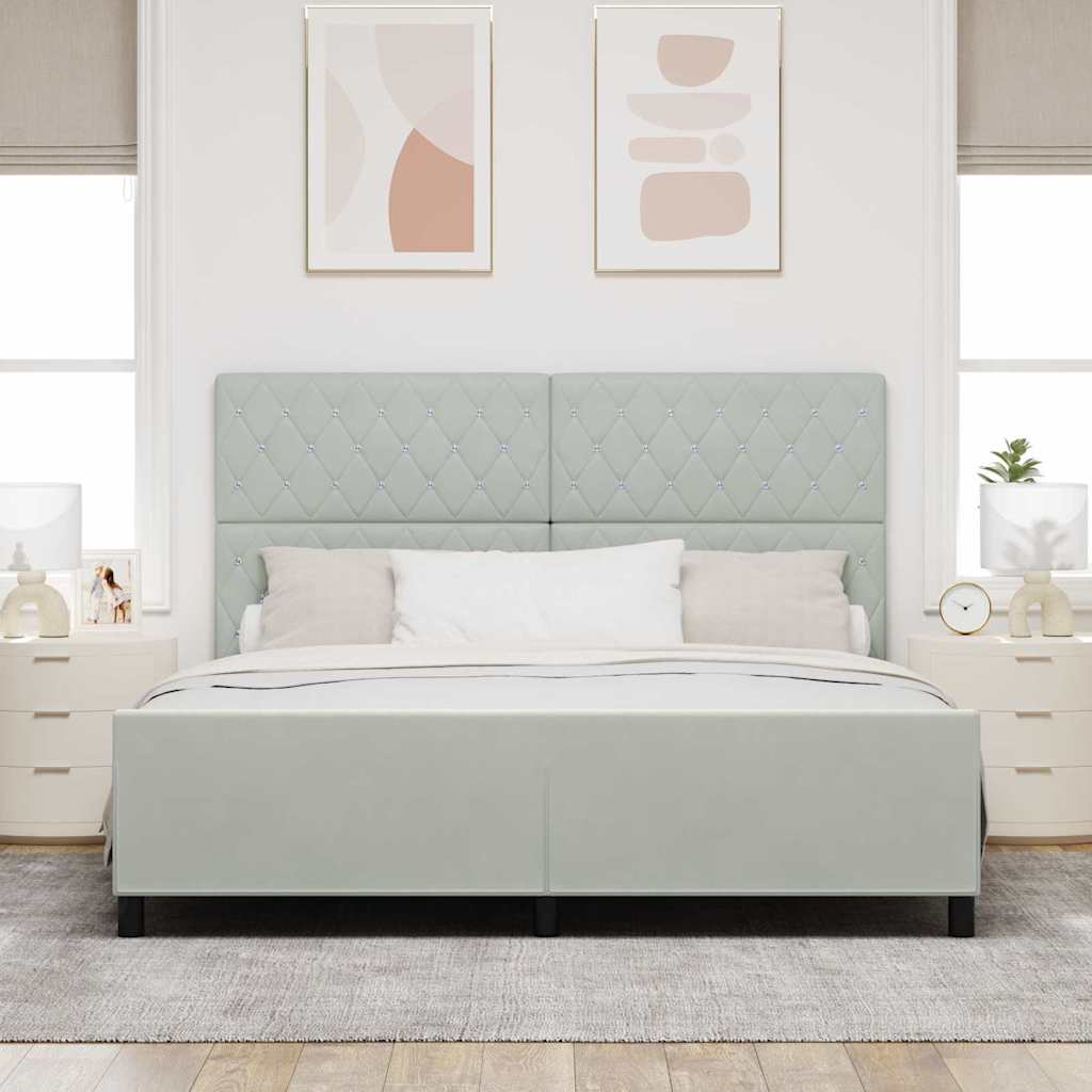 Κρεβάτι με ελατήρια Ανοιχτό γκρι 180 x 200 cm Βελούδο - Pakobazaar