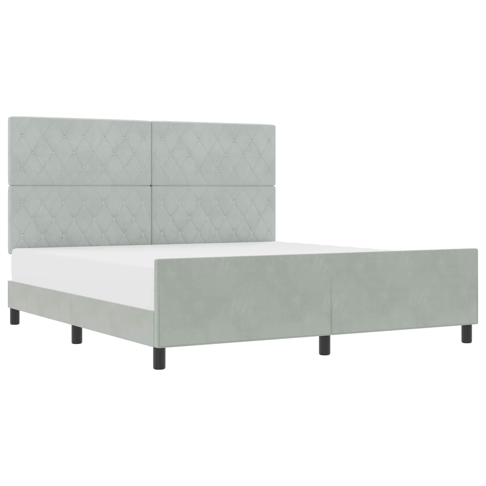 Κρεβάτι με ελατήρια Ανοιχτό γκρι 180 x 200 cm Βελούδο - Pakobazaar