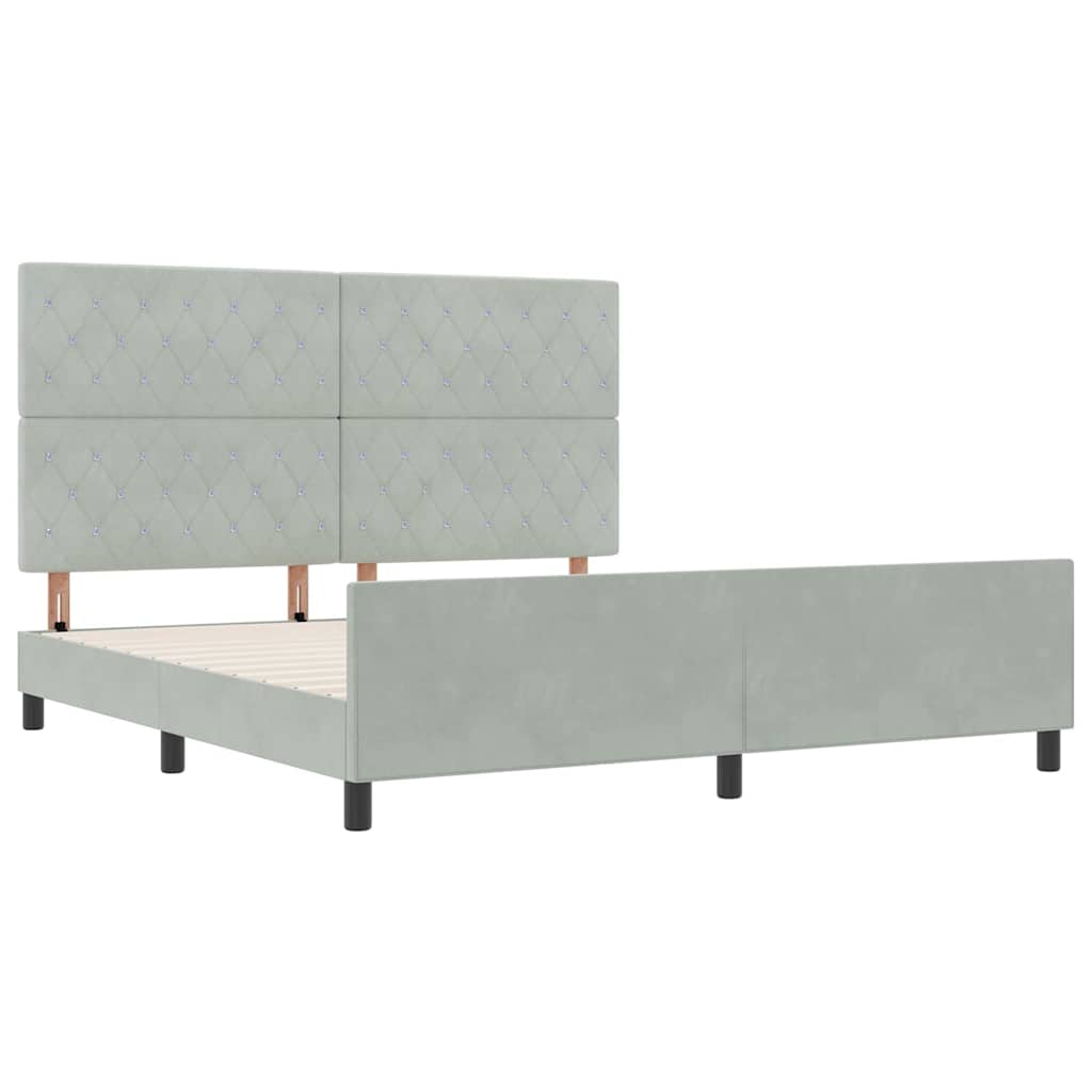 Κρεβάτι με ελατήρια Ανοιχτό γκρι 180 x 200 cm Βελούδο - Pakobazaar