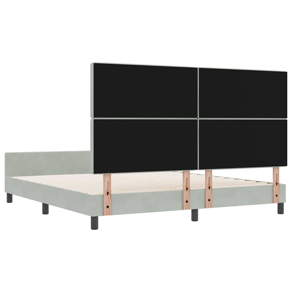 Κρεβάτι με ελατήρια Ανοιχτό γκρι 180 x 200 cm Βελούδο - Pakobazaar