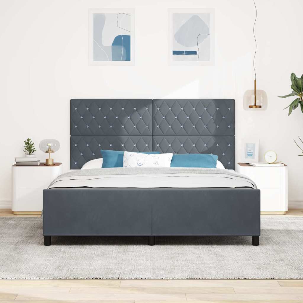 Κρεβάτι με ελατήρια Σκούρο γκρι 180 x 200 cm Βελούδο - Pakobazaar