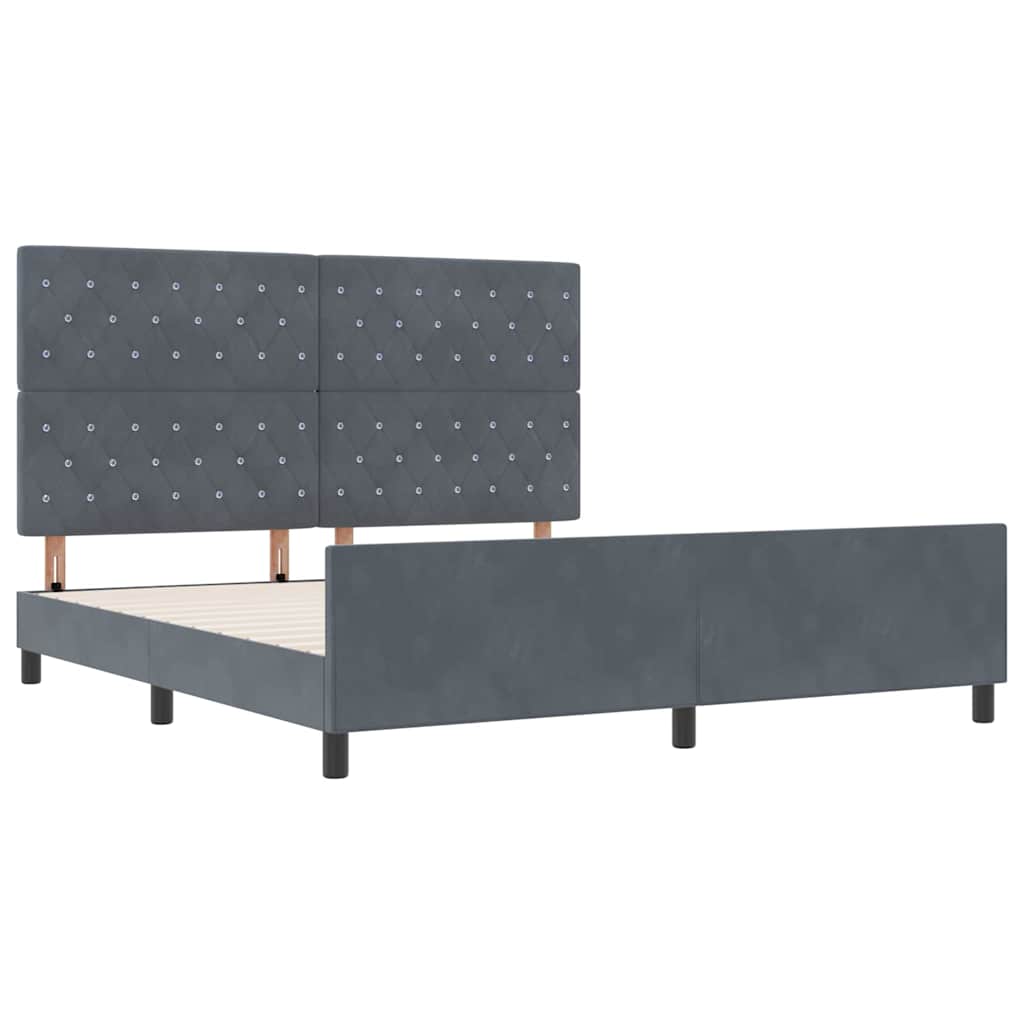Κρεβάτι με ελατήρια Σκούρο γκρι 180 x 200 cm Βελούδο - Pakobazaar