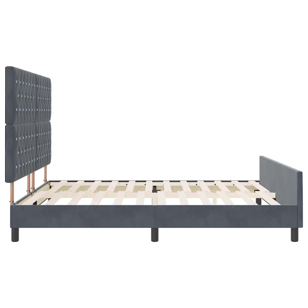 Κρεβάτι με ελατήρια Σκούρο γκρι 180 x 200 cm Βελούδο - Pakobazaar