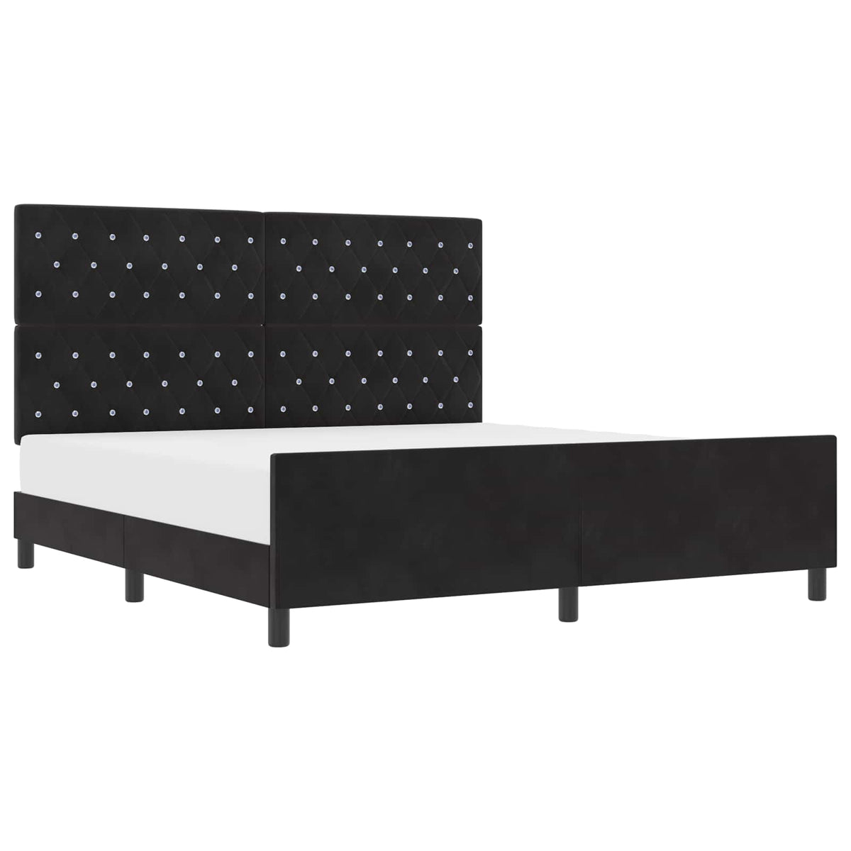 Κρεβάτι με ελατήρια με κεφαλάρι Μαύρο 180 x 200 cm Βελούδο - Pakobazaar