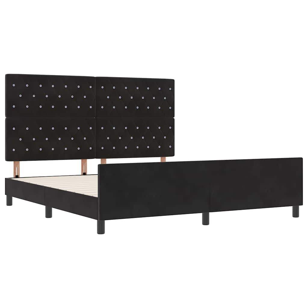 Κρεβάτι με ελατήρια με κεφαλάρι Μαύρο 180 x 200 cm Βελούδο - Pakobazaar