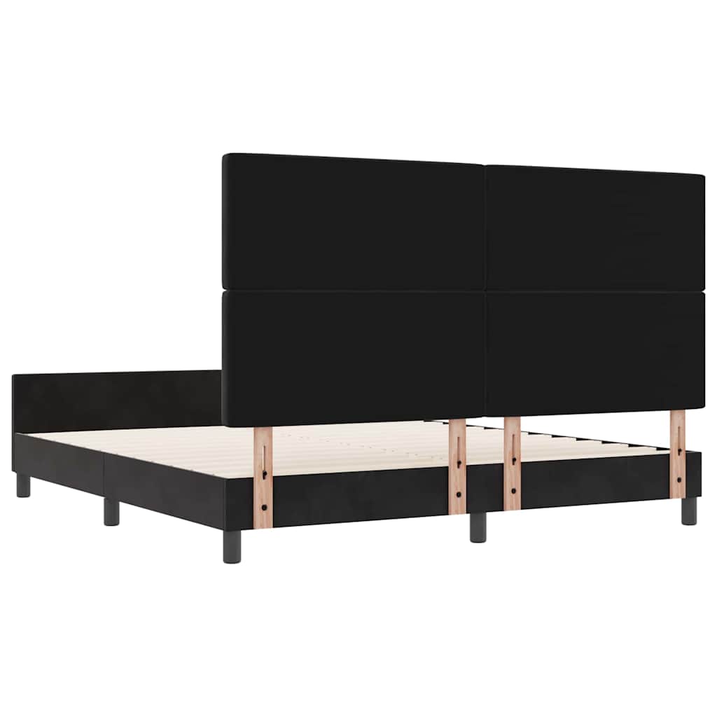 Κρεβάτι με ελατήρια με κεφαλάρι Μαύρο 180 x 200 cm Βελούδο - Pakobazaar