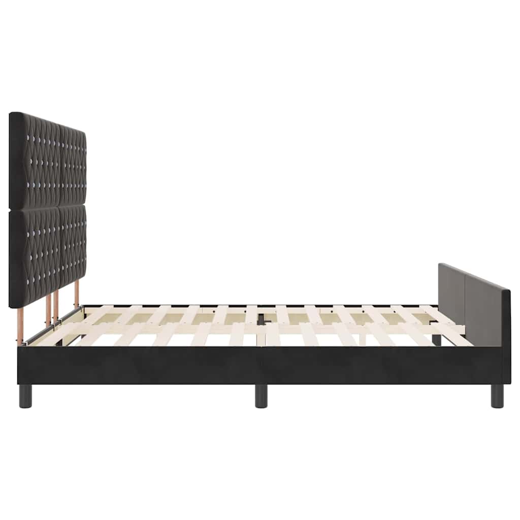 Κρεβάτι με ελατήρια με κεφαλάρι Μαύρο 180 x 200 cm Βελούδο - Pakobazaar