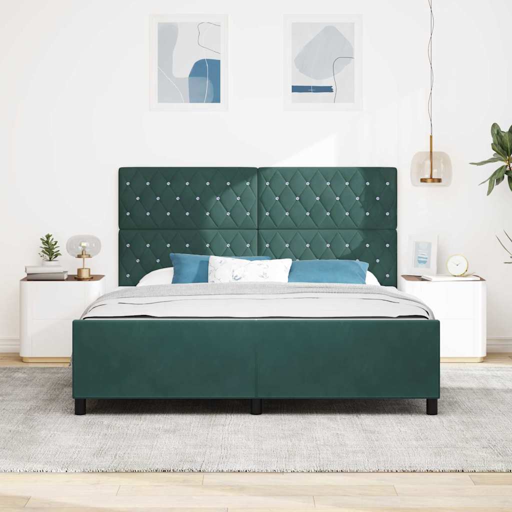 Κρεβάτι με ελατήρια Σκούρο Πράσινο 180 x 200 cm Βελούδο - Pakobazaar