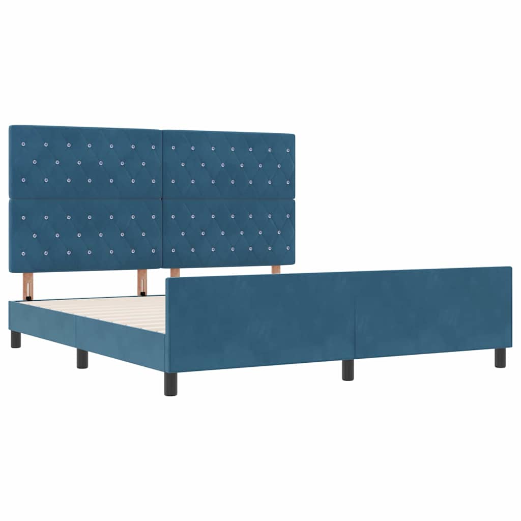 Κρεβάτι με ελατήρια Σκούρο Μπλε 180 x 200 cm Βελούδο - Pakobazaar