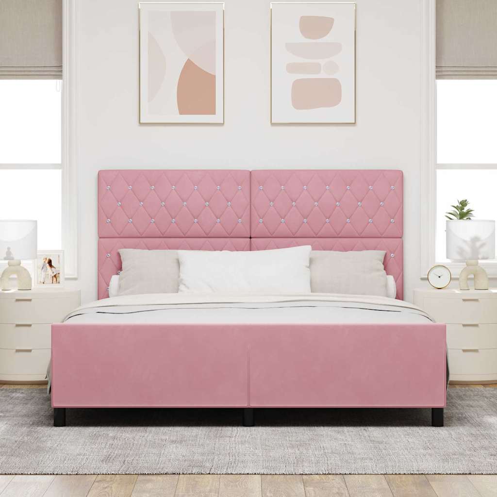 Κρεβάτι με ελατήρια με κεφαλάρι Ροζ 180 x 200 cm Βελούδο - Pakobazaar