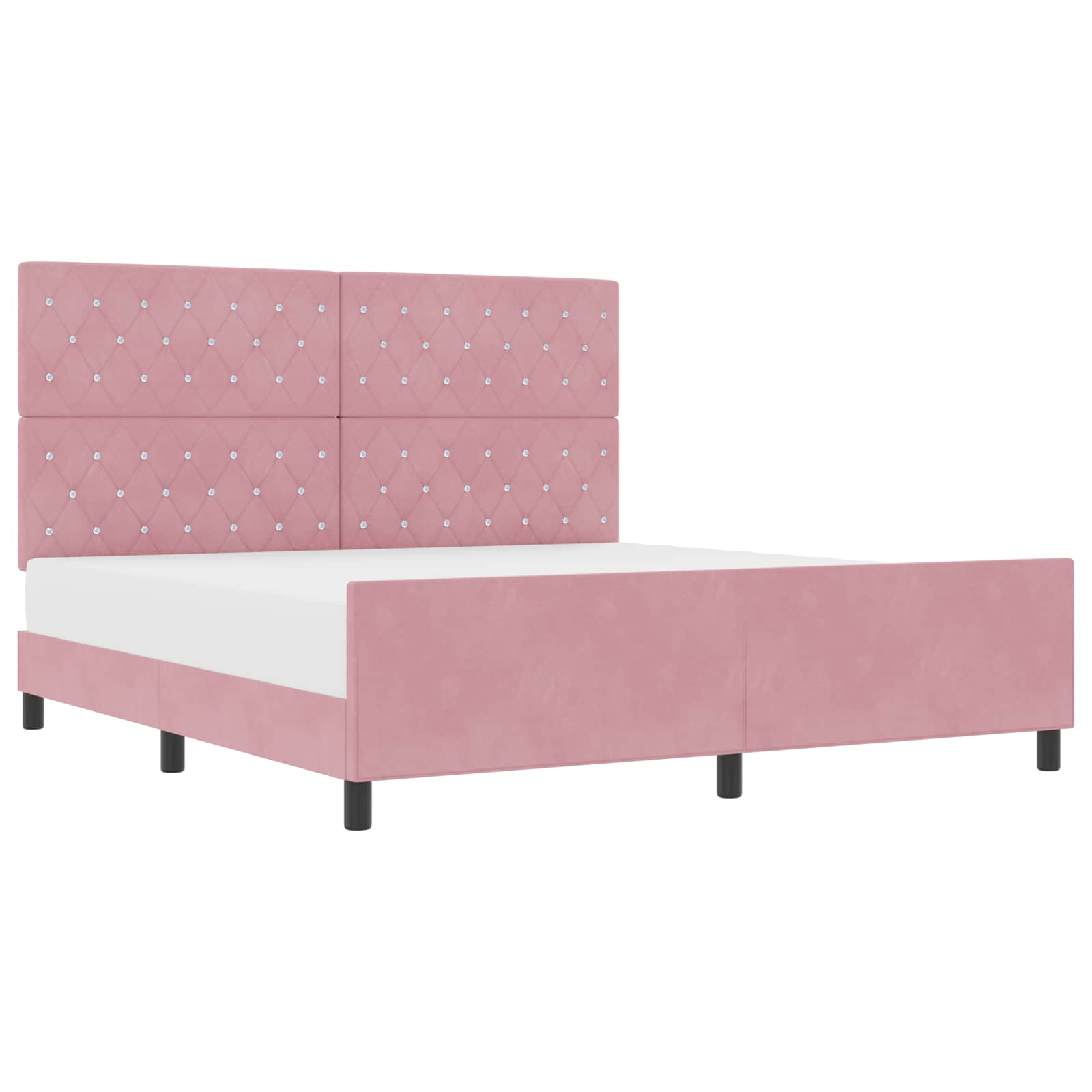Κρεβάτι με ελατήρια με κεφαλάρι Ροζ 180 x 200 cm Βελούδο - Pakobazaar