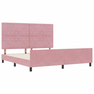 Κρεβάτι με ελατήρια με κεφαλάρι Ροζ 180 x 200 cm Βελούδο - Pakobazaar